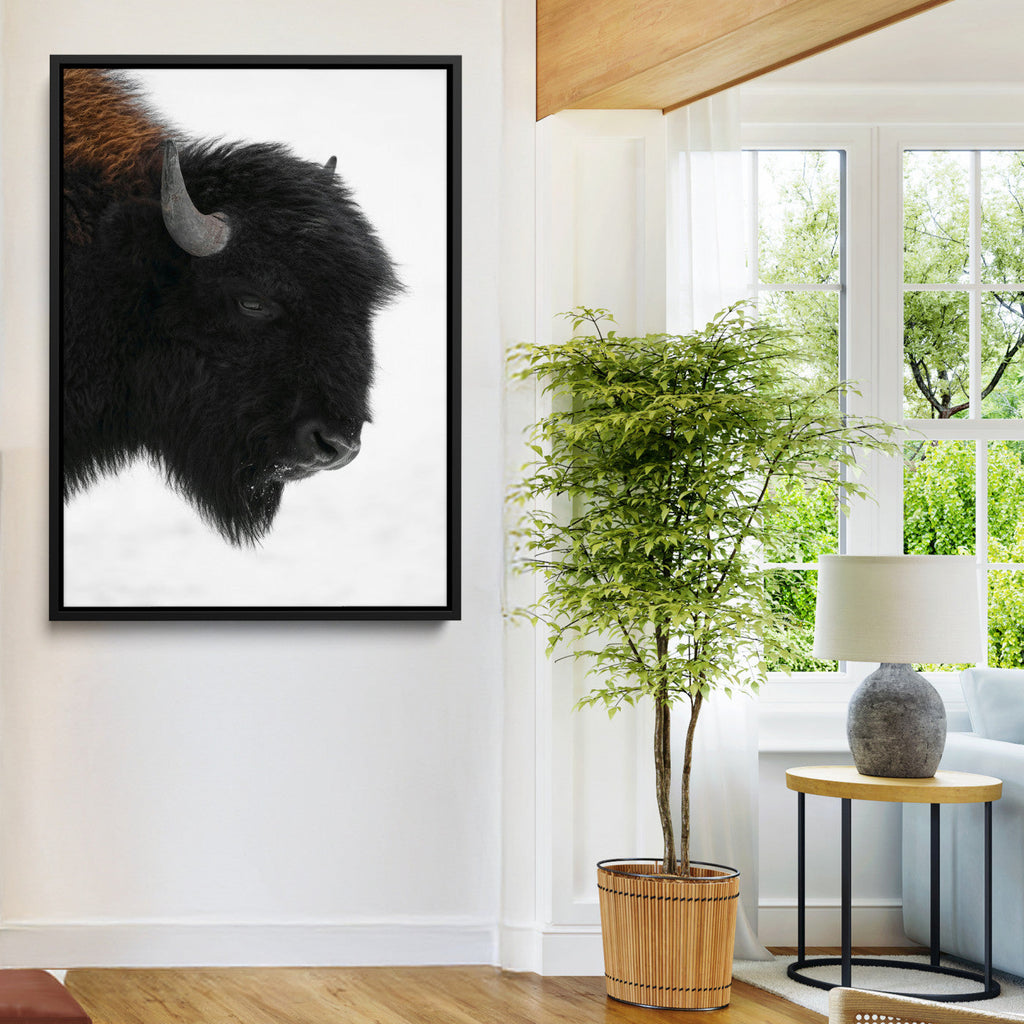 Western Rustic Wall Art Canvas Print Framed Buffalo