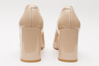 The Ferrara Cream Patent Leather Block Heel Pump Women Shoe