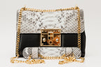 The Toskana Natural & Black Pythn Leather Handbag