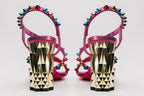 The Caris Fuchsia Block Heel Spike Leather Women Sandal Final Sale!