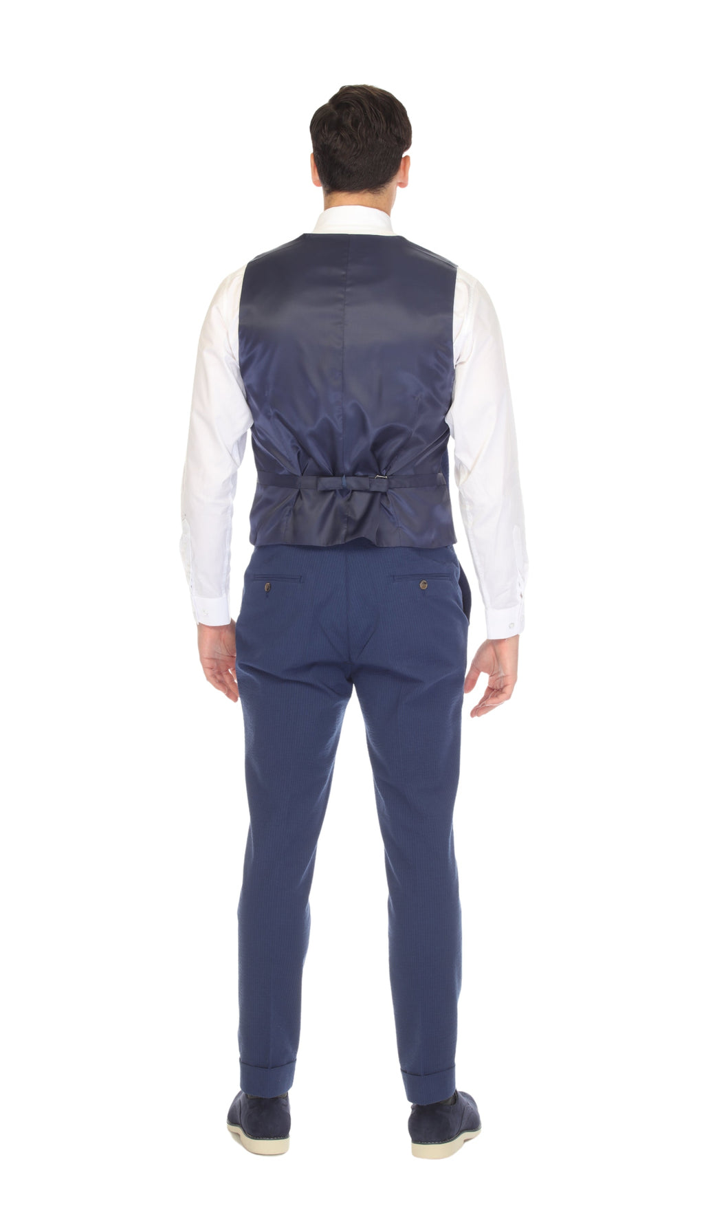 Men's Blue Double Breasted Seersucker Vest – Grant
