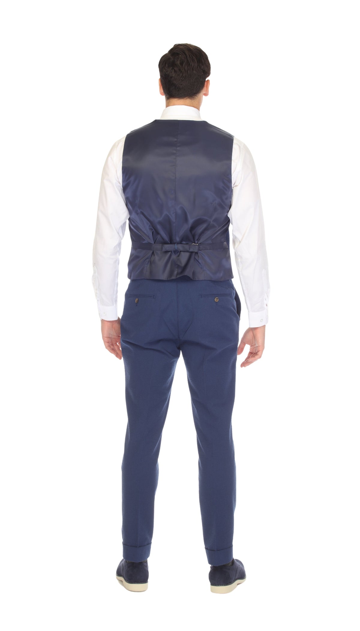 Men's Blue Double Breasted Seersucker Vest – Grant