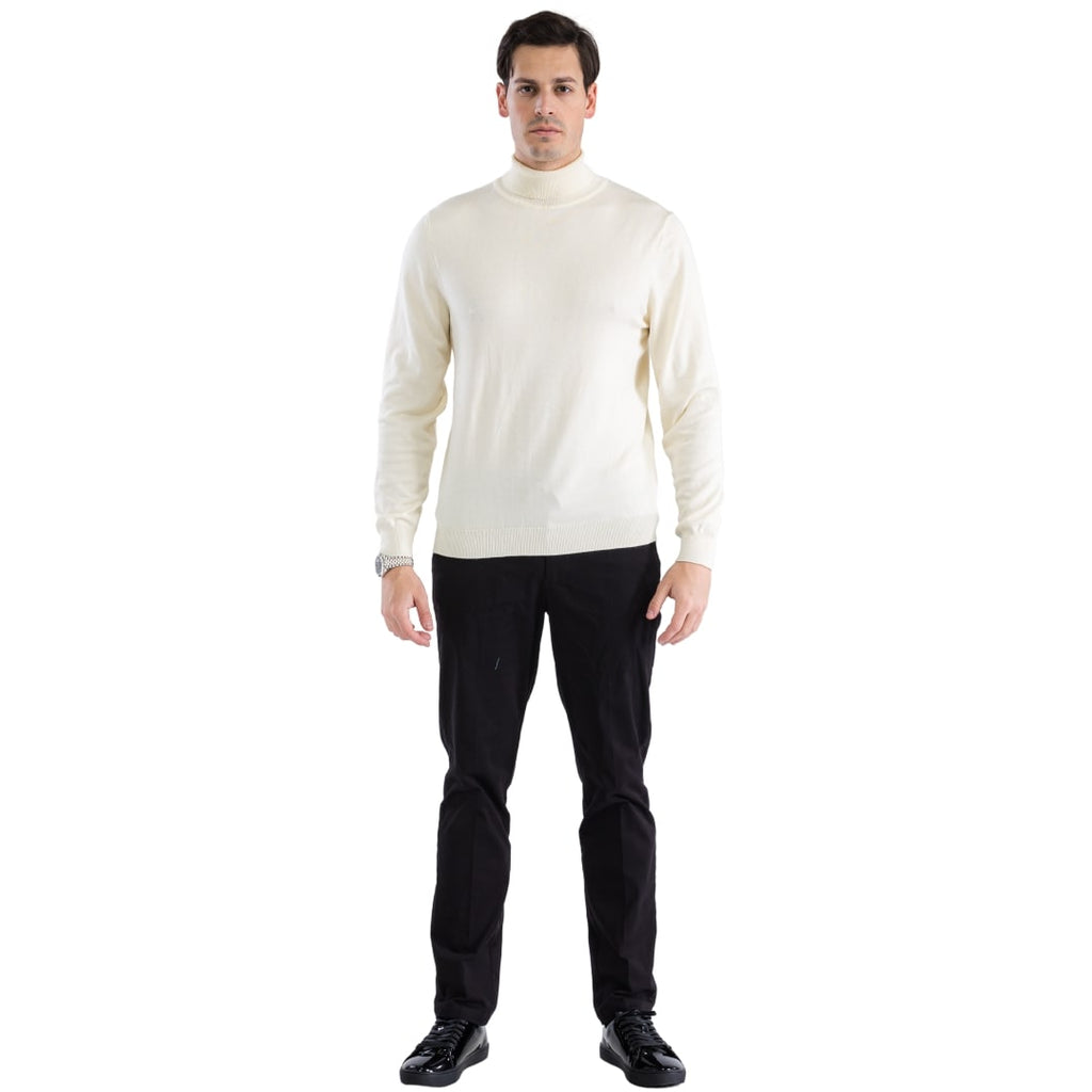 Mens Off-white Pullover Turtleneck Sweater