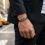 Men's Genuine Braided Leather Kensington Bracelet