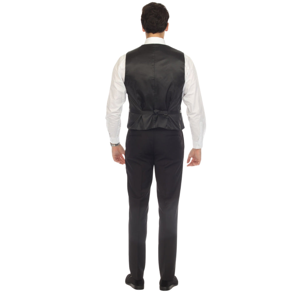 Men's Black Vest - Solo Adjustable Suit Vest & Waistcoat for Wedding, Groomsmen & Prom, Sizes 36-52 | Ferrecci