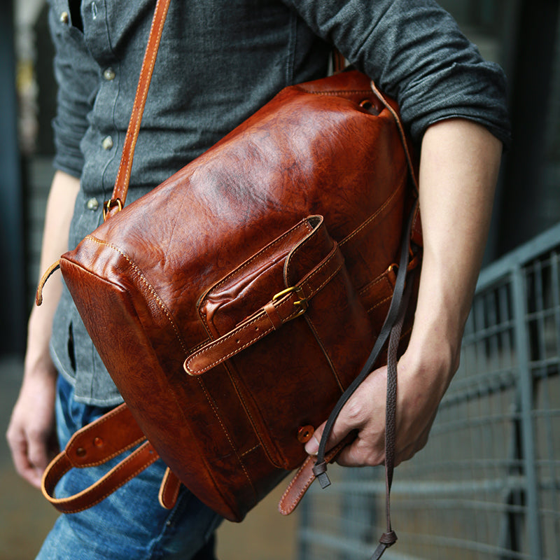 Flash Sale Full Grain Leather Travel Backpack Handmade Leather Backpack