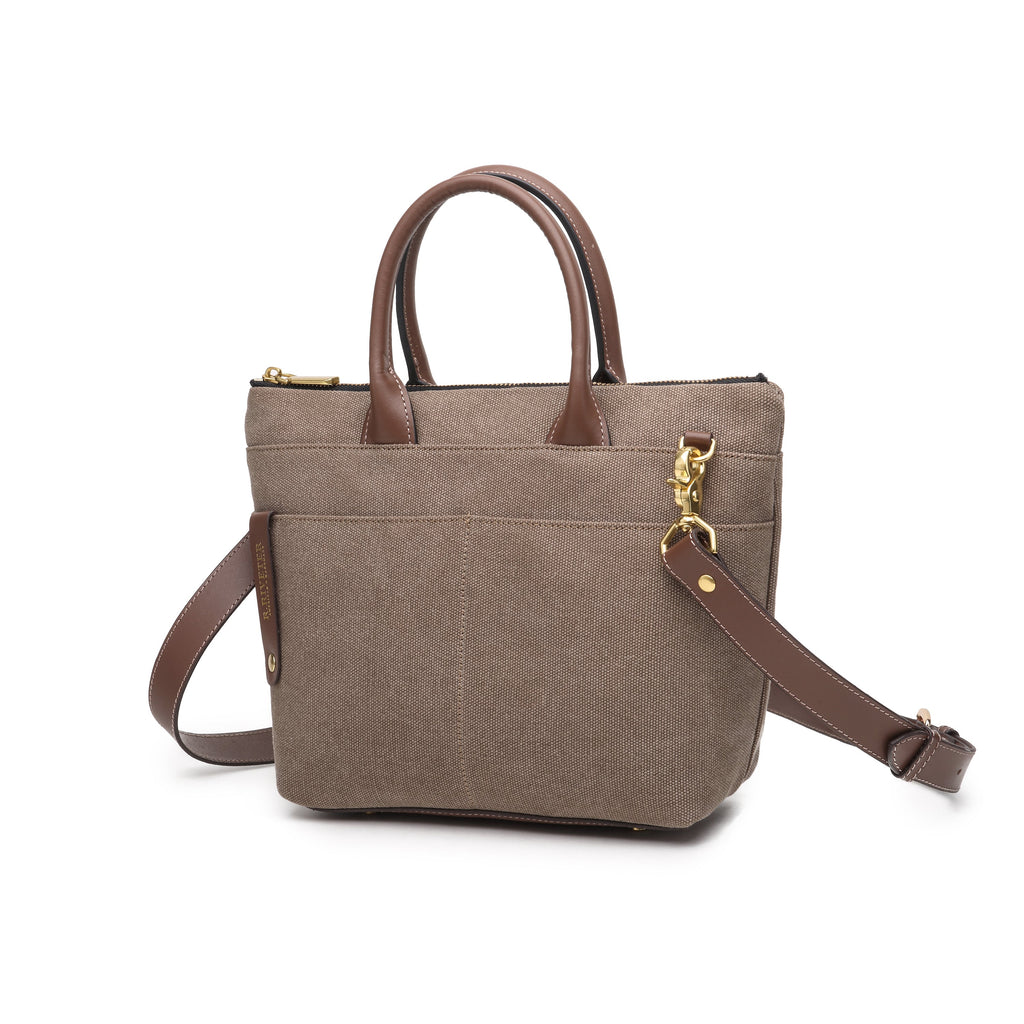 Dot Tote | Chocolate Washed Canvas + Brown Leather