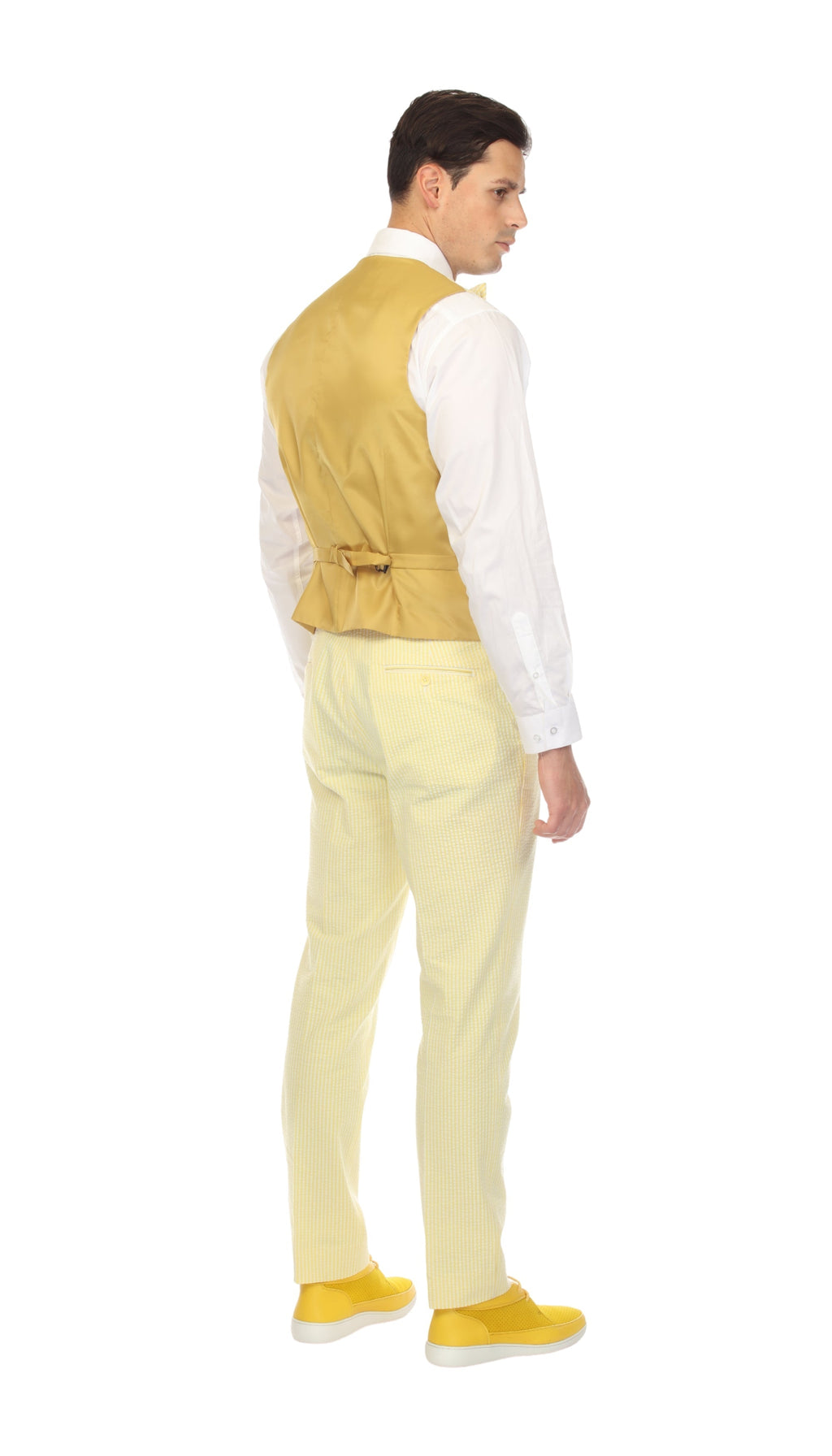 Men's Yellow Double Breasted Seersucker Vest – Grant