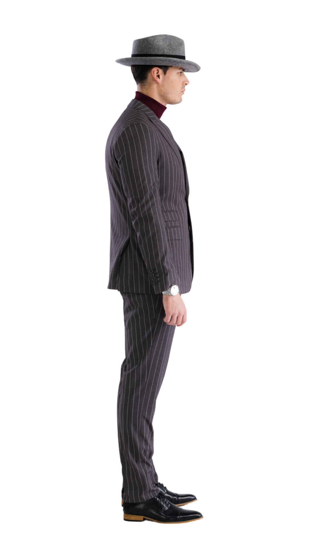Bellagio Grey White Mens 2 Button Slim Peak Lapel Suit With Pick Stitching Ticket Pocket Double Breasted Vest With Shawl Lapel