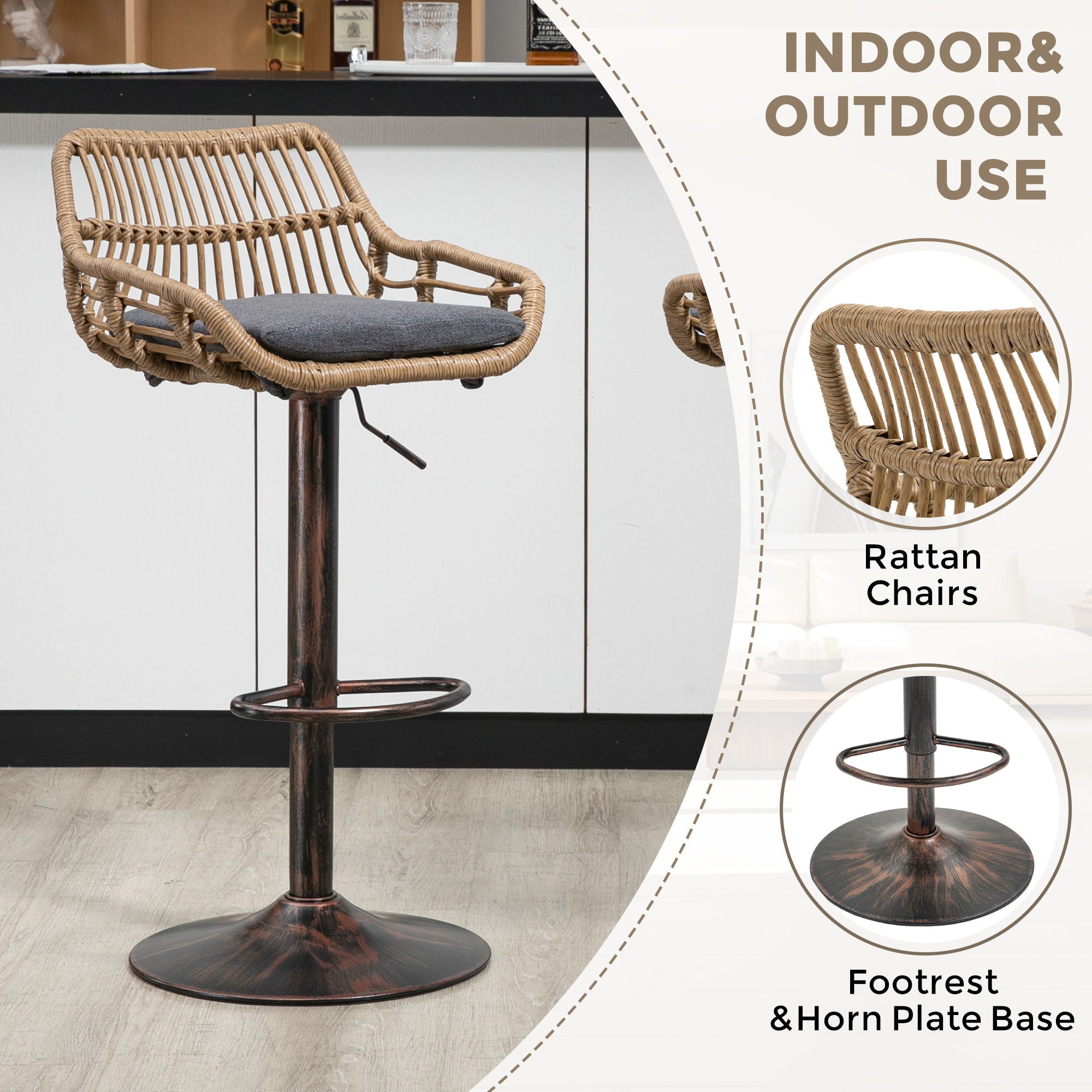 Modern Swivel Bar Stools Adjustable Counter Chairs