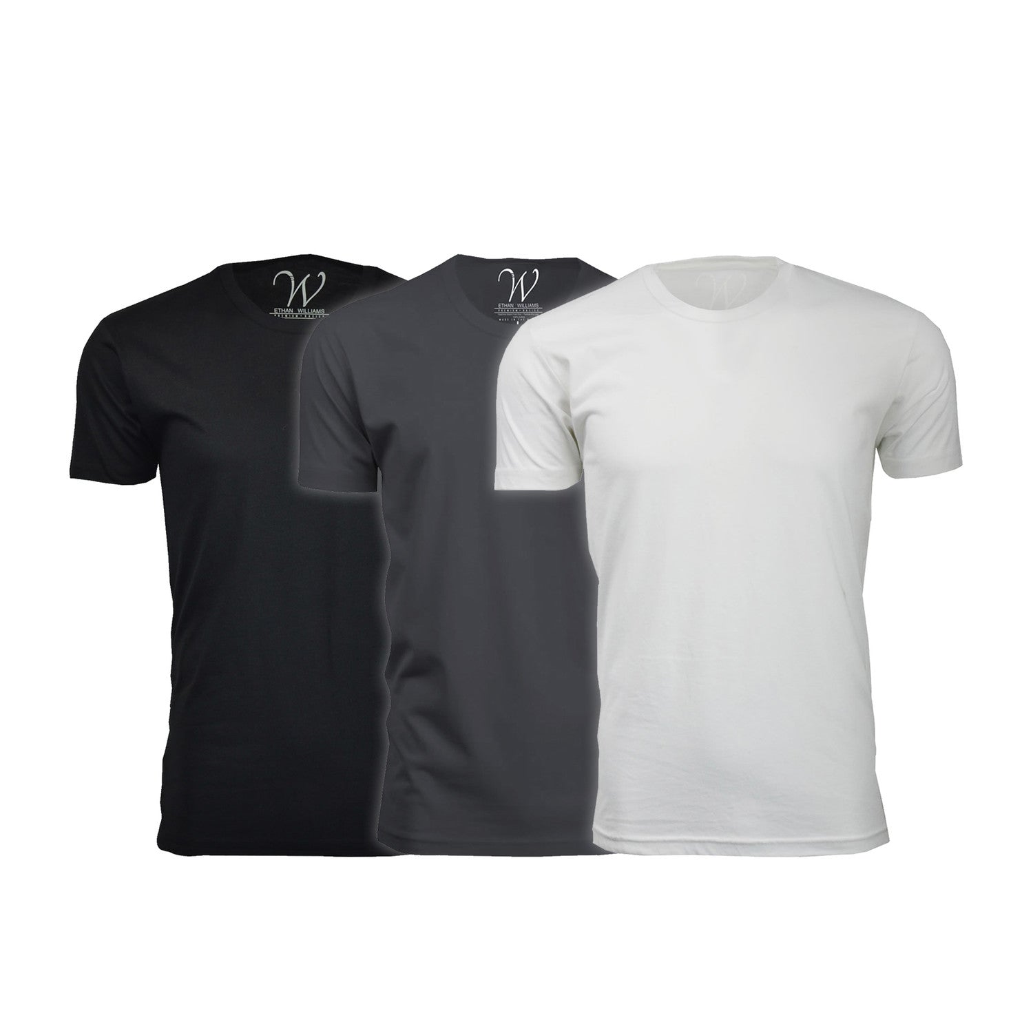 Ultra Soft Sueded Crew-Neck // Black + Heavy Metal + White // Pack of 3