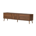 Fluted TV Stand With Storage Drawers And Cabinets For TVs Up - Walnut