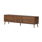 Fluted TV Stand With Storage Drawers And Cabinets For TVs Up - Walnut