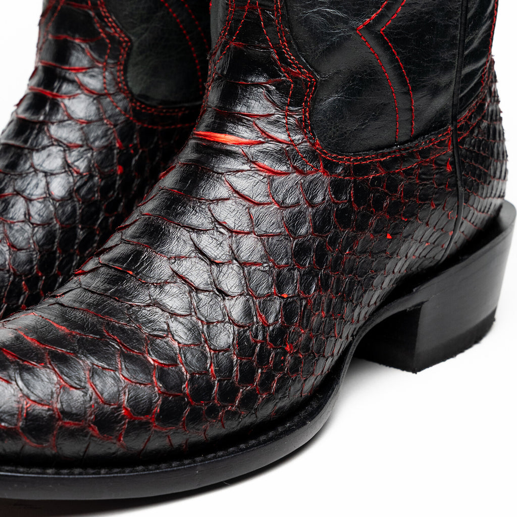 Western Collection Kansas // Python Leather Cowboy Boot // Black Cherry