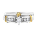 14K Yellow and White Gold 1/3 Cttw Marquise Diamond Cocktail Engagement Ring Set (H-I Color, SI1-SI2 Clarity) - Size 7