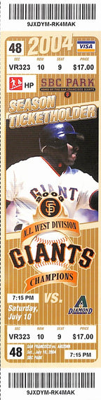 Barry Bonds Sets Season Intentional Walks Record Full Ticket Giants 7/10/2004