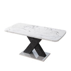 Rectangle Dining Table With Stretchable Top - White / Black