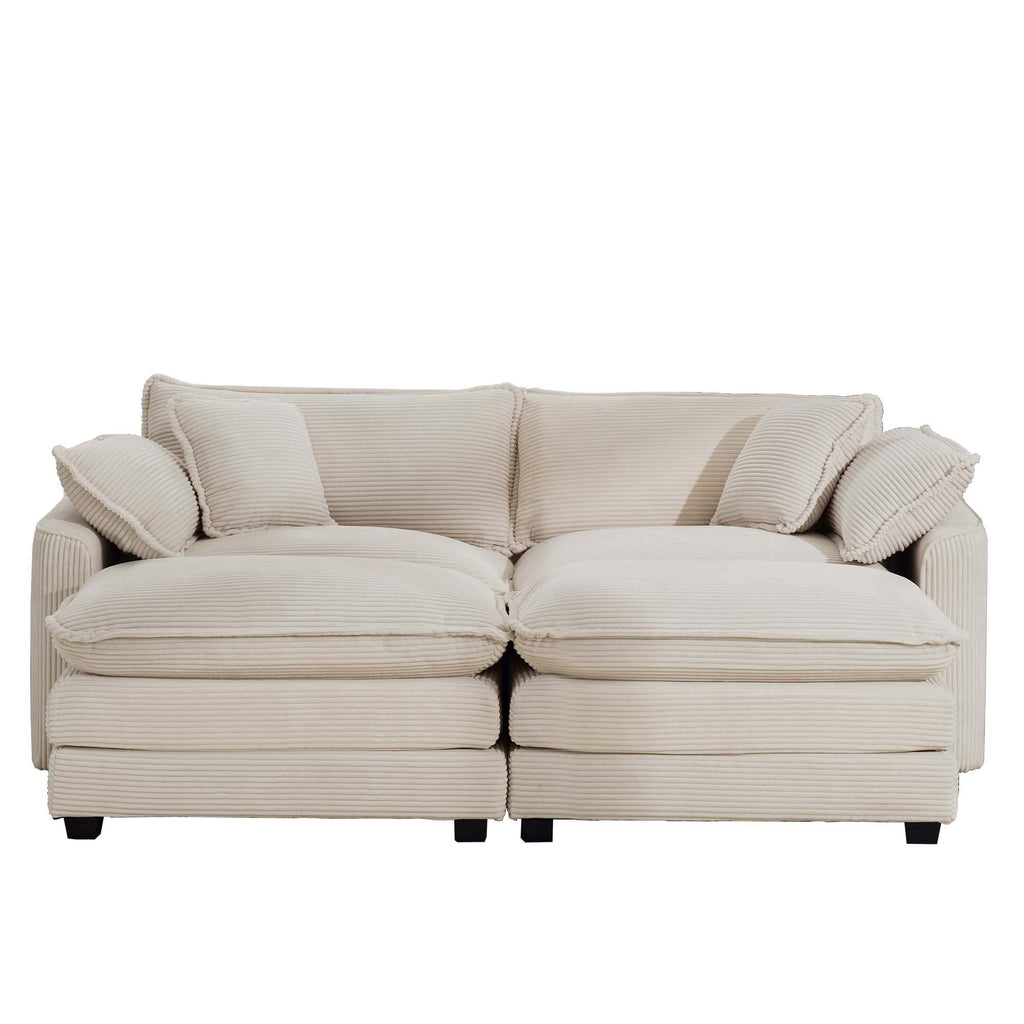 Modern Oversized Modular Cushion Sofa With Ottoman