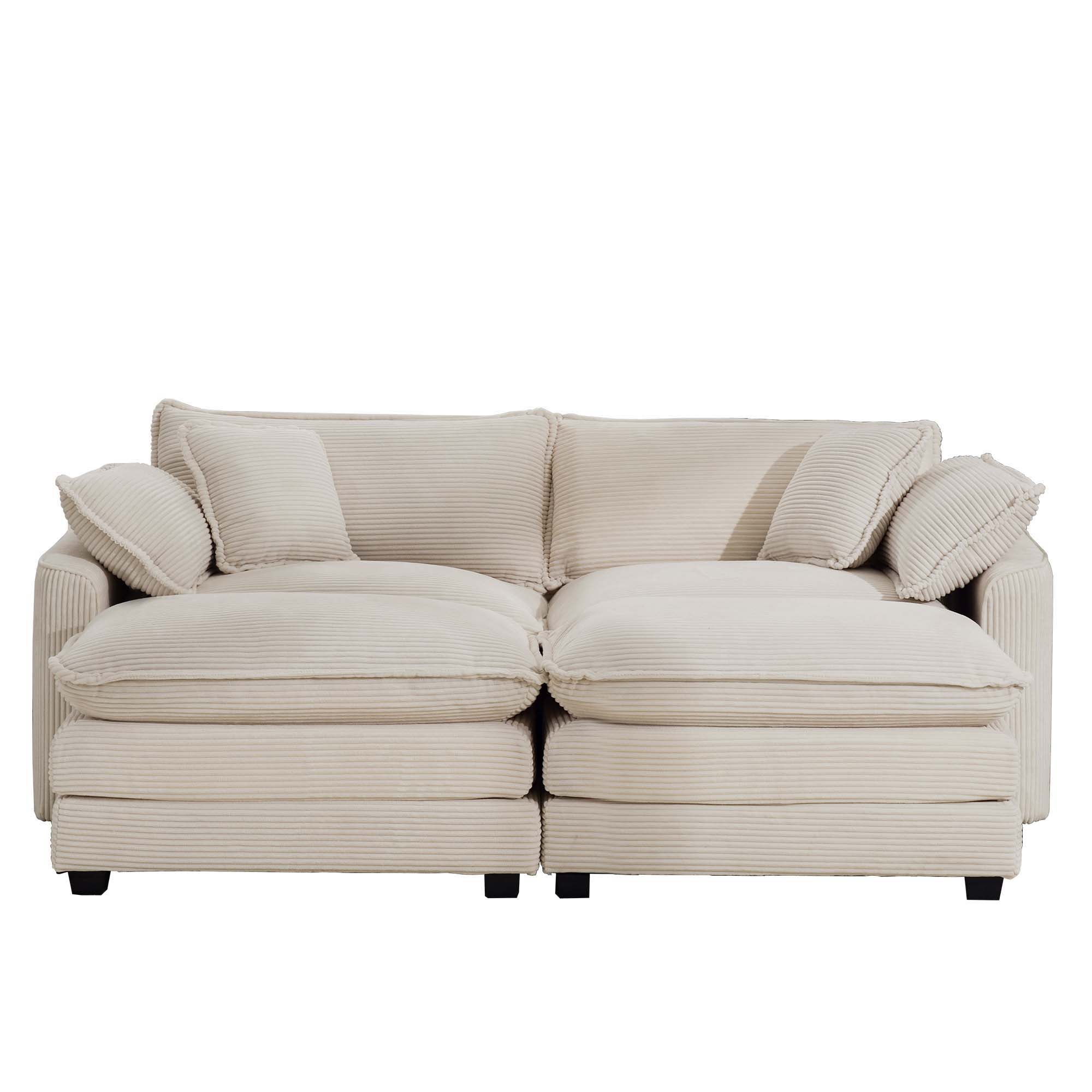 Modern Oversized Modular Cushion Sofa With Ottoman