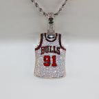Chicago Bulls Dennis Rodman #91 Jersey Pendant Necklace – Premium Zircon Basketball Fan Gift