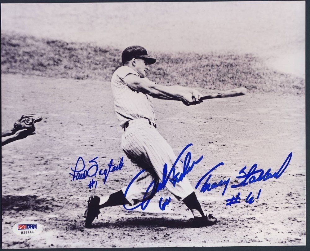 Foytack Fischer Stallard Signed 8x10 Photo Maris HR Pitchers 1, 60, 61  PSA/DNA6