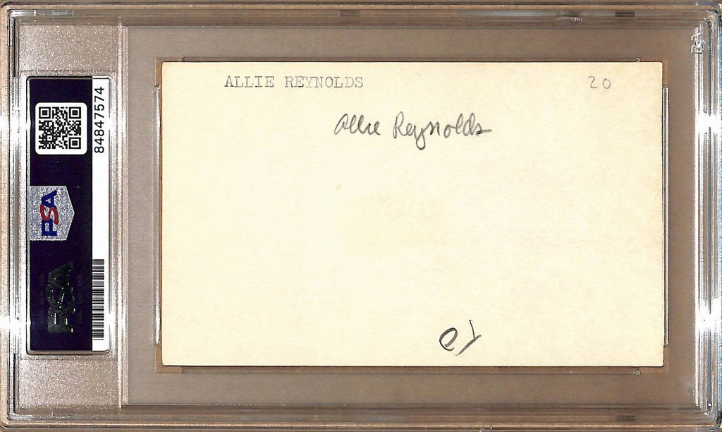 Allie Reynolds Autographed 3x5 Index Card New York Yankees PSA/DNA 178802