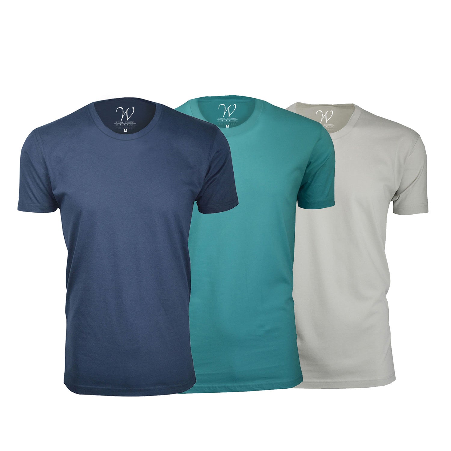 Ultra Soft Sueded Crew-Neck // Navy + Teal + Sand // Pack of 3