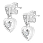 14K White Gold 1/6 Cttw Diamond Dangle Heart Stud Earrings (H-I, SI2-I1)