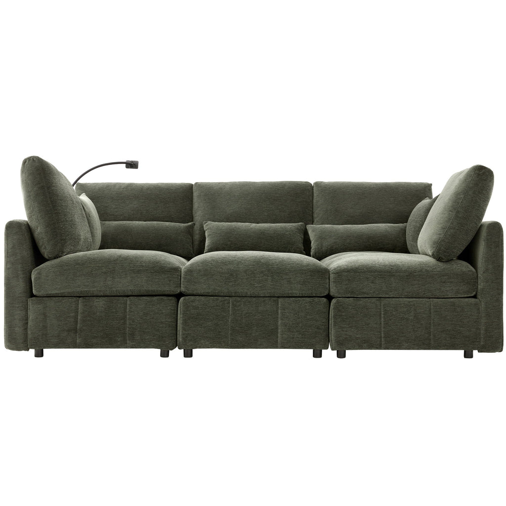 Modern Modular U-Shaped Sofa Bed With Movable Ottoman
