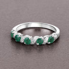 0.54 Carat Genuine Emerald and White Topaz .925 Sterling Silver Ring
