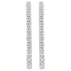 14K White Gold 2.0 Cttw Round Brilliant Cut Diamond Oblong Hinged Leverback Hoop Earrings (I-J Color, I1-I2 Clarity)