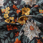 Hawaiian Shirt For Men Autumn Garden Print Shirt Camp Collar 100% Cotton