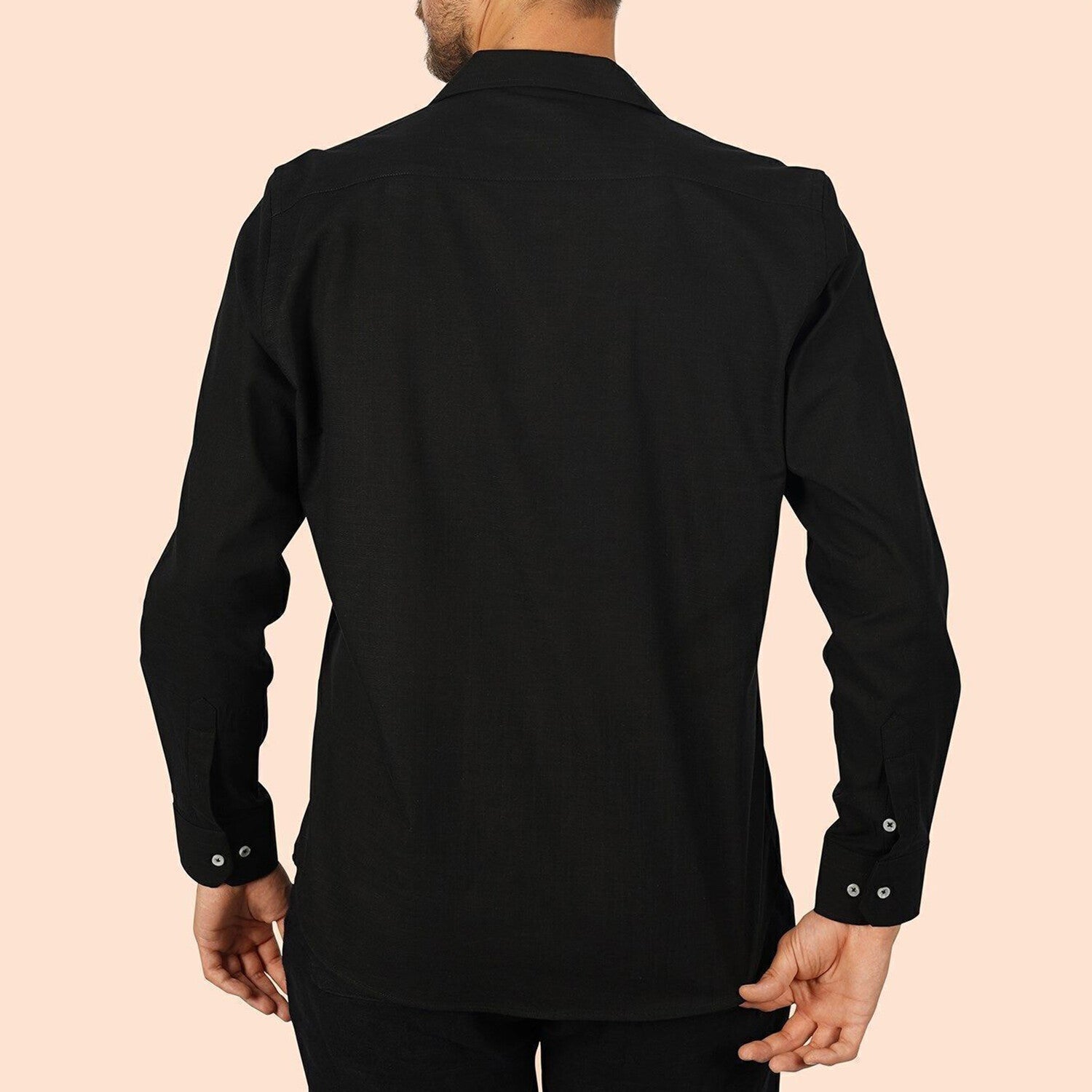Textured Weave Button-Up Shirt // Black