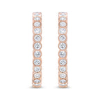 18K Rose Gold 1 Cttw Round Bezel-Set Diamond Hoop Earrings (F-G Color, VS1-VS2 Clarity)