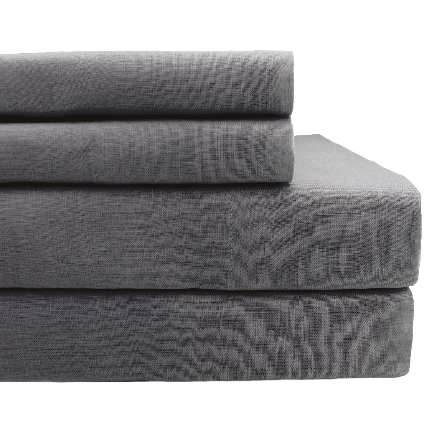 Linen Sheet Self Hem Set // Dark Gray