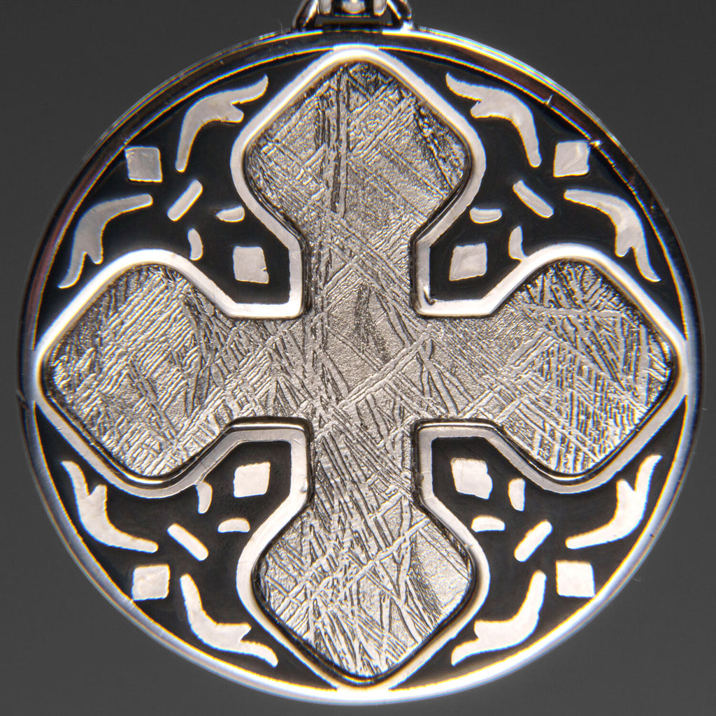 Genuine Muonionalusta Meteorite Cross Pendant (11gr.) + 18" Sterling Necklace
