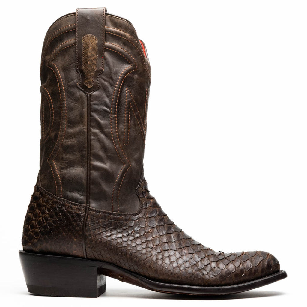 Kansas // Python Leather Western Boots // Brown
