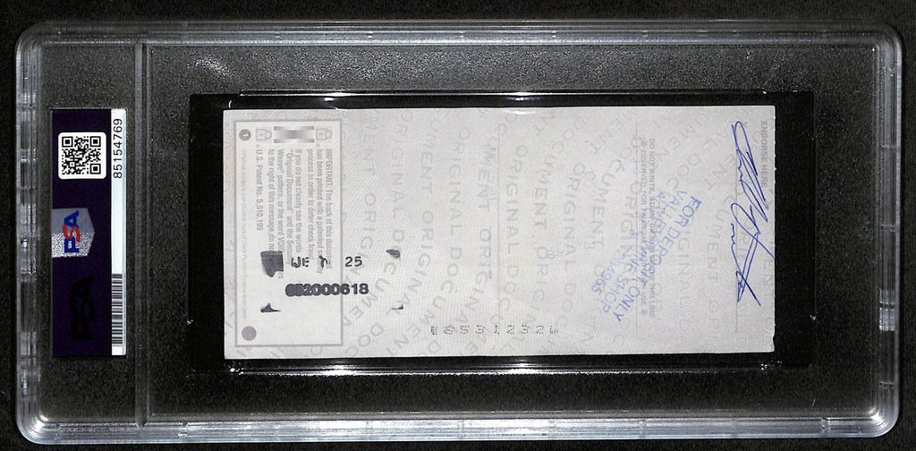 Johnny Unitas HOF Signed/Auto 2001 Bank Check Colts PSA/DNA MINT 9 192617