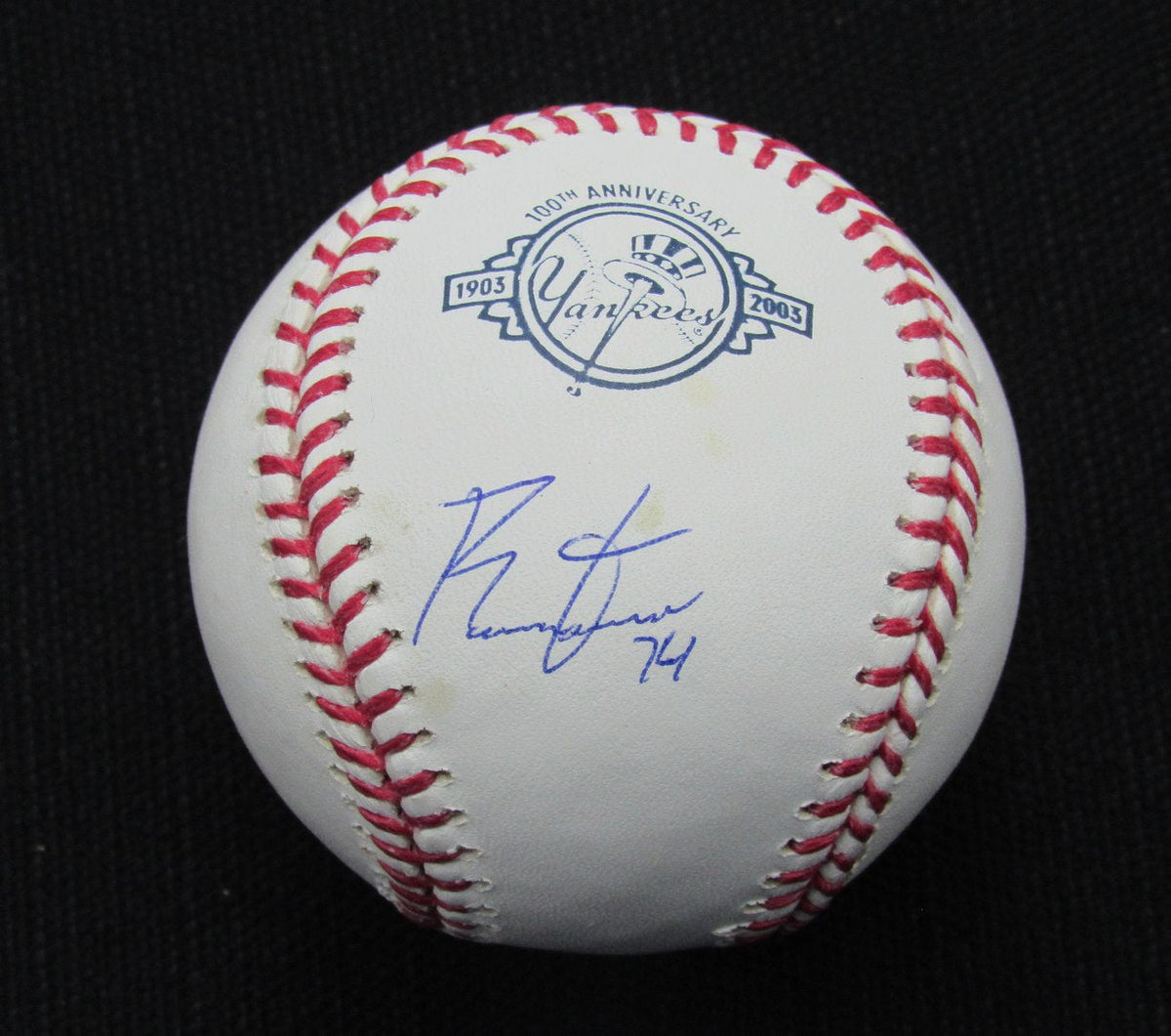 Ronald Torreyes Signed/Auto Yankees 100th OML Baseball MAB Inscr 187117