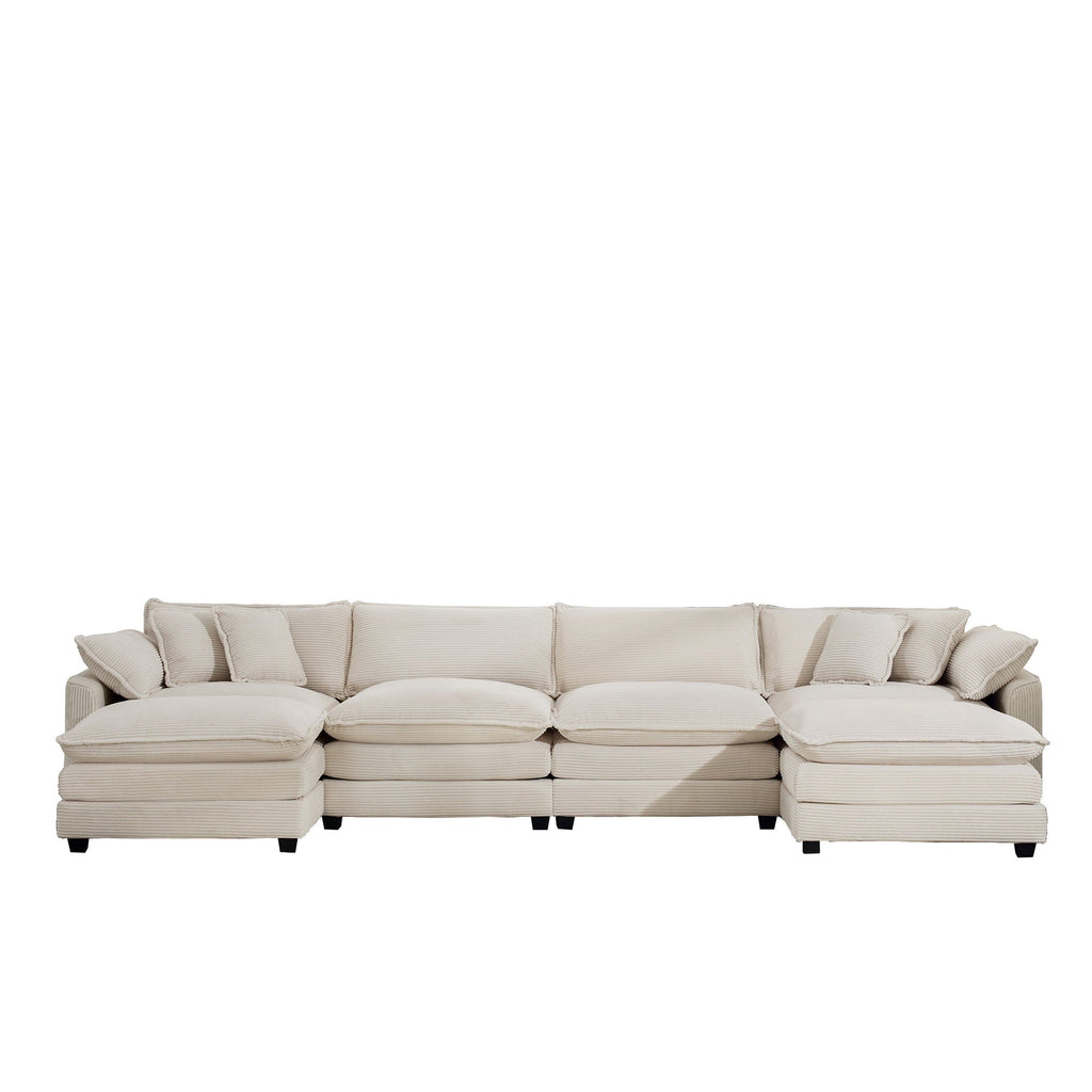 Modern Oversized Modular Cushion Sofa With Ottoman