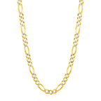 6.0mm 14K Yellow Gold Solid Pave Figaro Chain