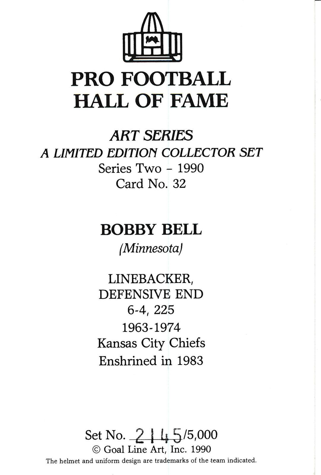 Bobby Bell HOF Chiefs Signed/Autographed Goal Line Art GLAC Postcard 163837