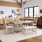 Topmax - 6 Piece Wood Half Round Dining Table Set Kitchen