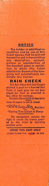 October 1, 1970 Full Ticket Final Game Phillies Connie Mack Stadium 187846