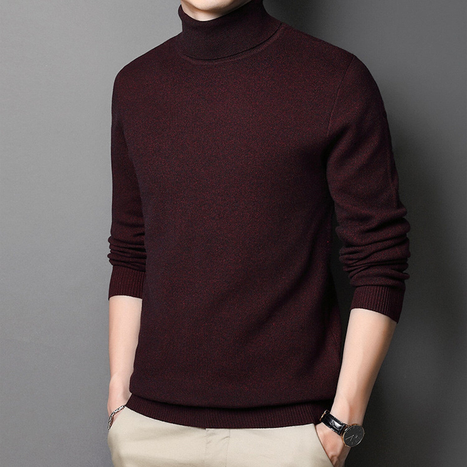 Heathered Turtleneck // Burgundy