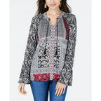 [Style & Co] Petite Printed Bell-Sleeve Peasant Top - Multi