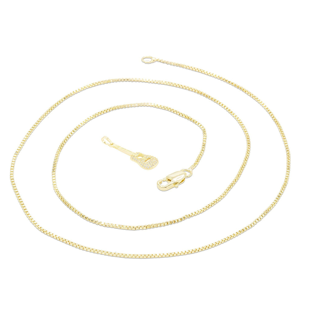 Cubic Zirconia 14K Gold Filled Guitar Pendant Necklace Set