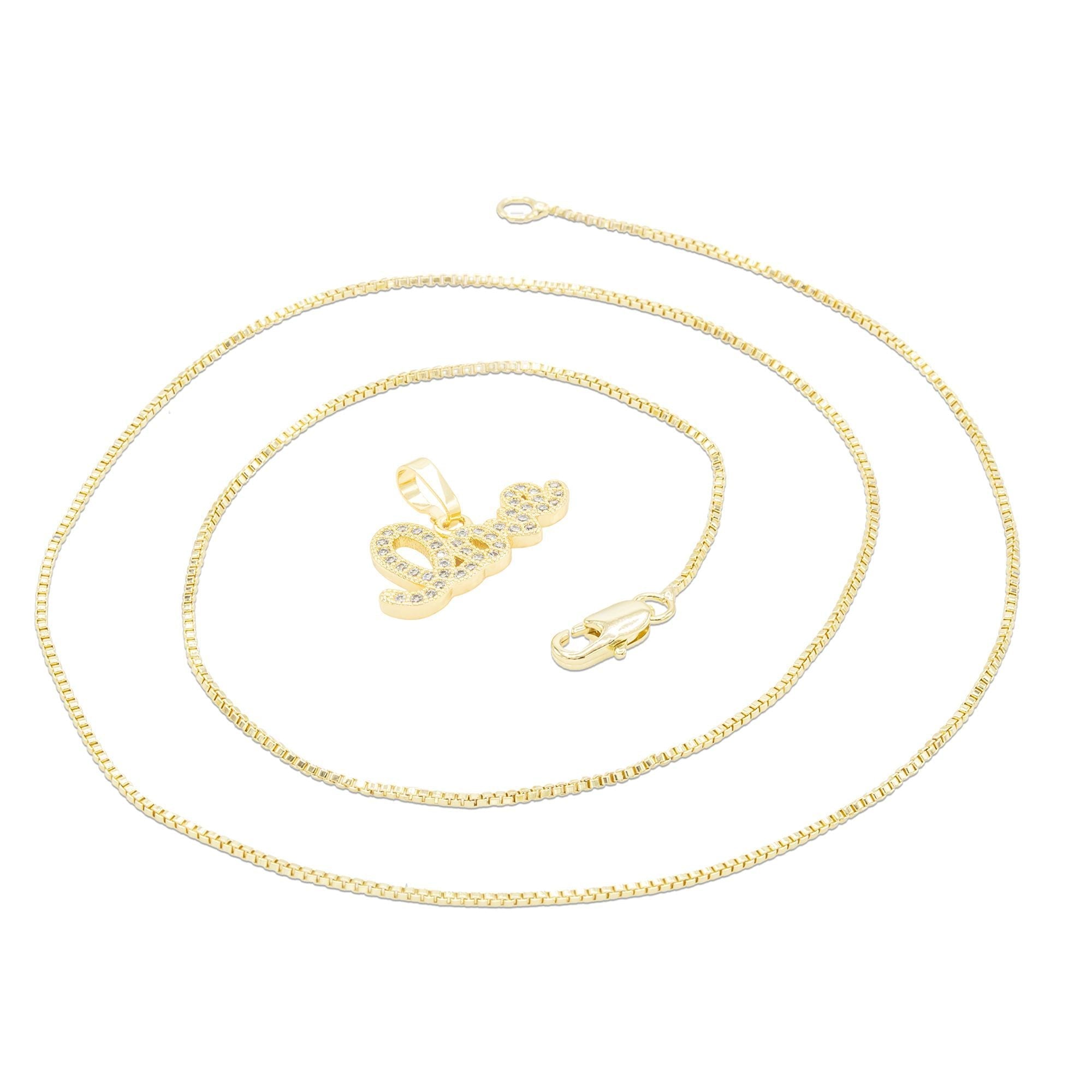 Cubic Zirconia 14K Gold Filled Flying Love Pendant Necklace Set