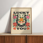Lucky You Floral Horseshoe Art Print