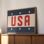 USA Patriotic Typography Art Print